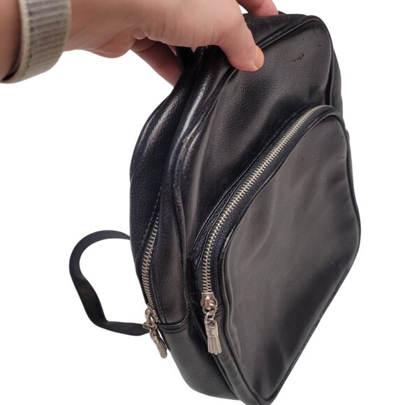 Y2K Vintage ESPRIT Small Black Leather Backpack 13x10x3 - Picture 9 of 9